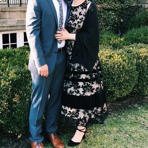 Taylor Black Lace Floral Fit & Flare Dress